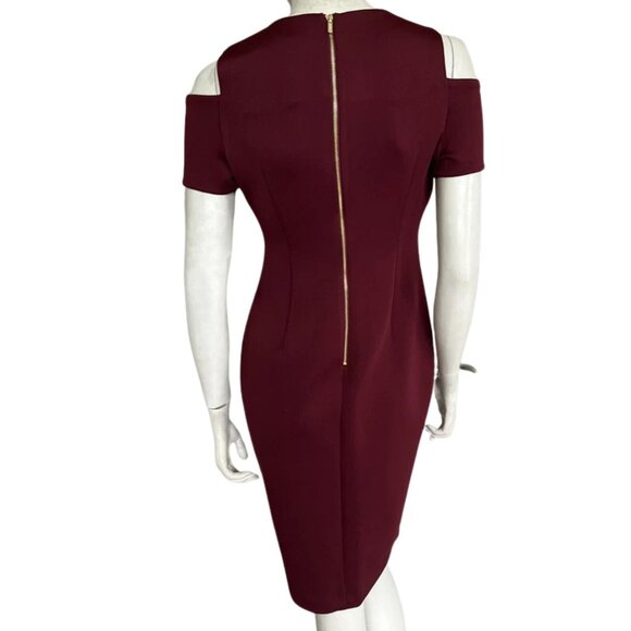 CALVIN KLEIN Women's Cold Shoulder Knee Length Pencil Dress Sz: 20W Red/Maroon - Picture 3 of 14